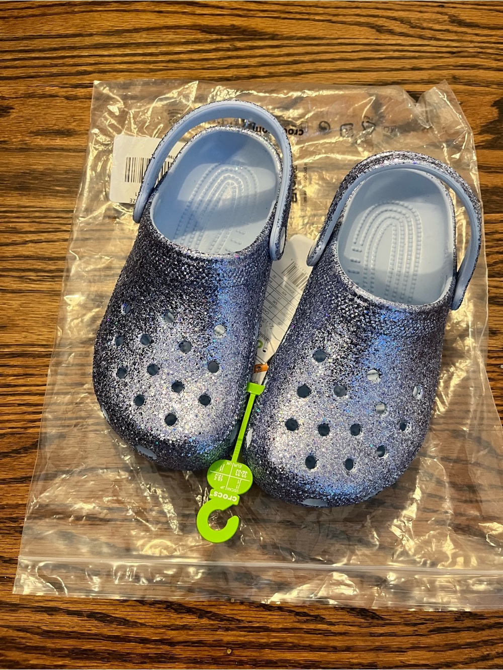 NWT CROCS Kids Glitter Clogs in Shimmery Lavender Blue